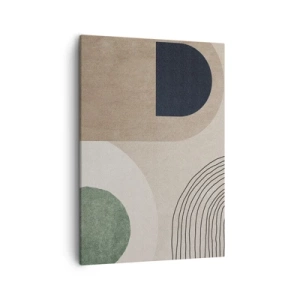 Bild auf Leinwand - Leinwandbild - Geometrische Formen in Beige- und Grüntönen - 50x70cm - Sanftheit des Ovals - Moderne Wanddekoration für Wohnzimmer und Schlafzimmer ARTTOR