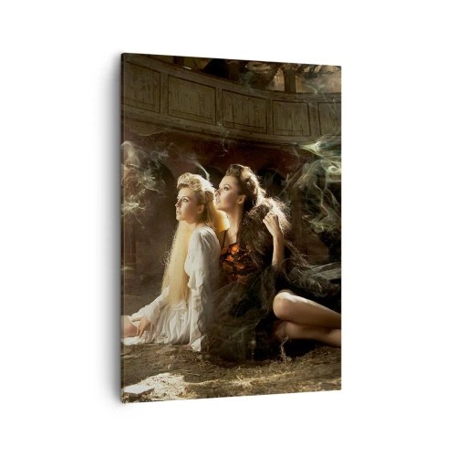 Bild auf Leinwand - Leinwandbild - Zwei Frauen in einer magischen Umgebung mit ätherischen Lichteffekten. - 50x70cm - Und es gab Poesie - Moderne Wanddekoration für Wohnzimmer und Schlafzimmer ARTTOR