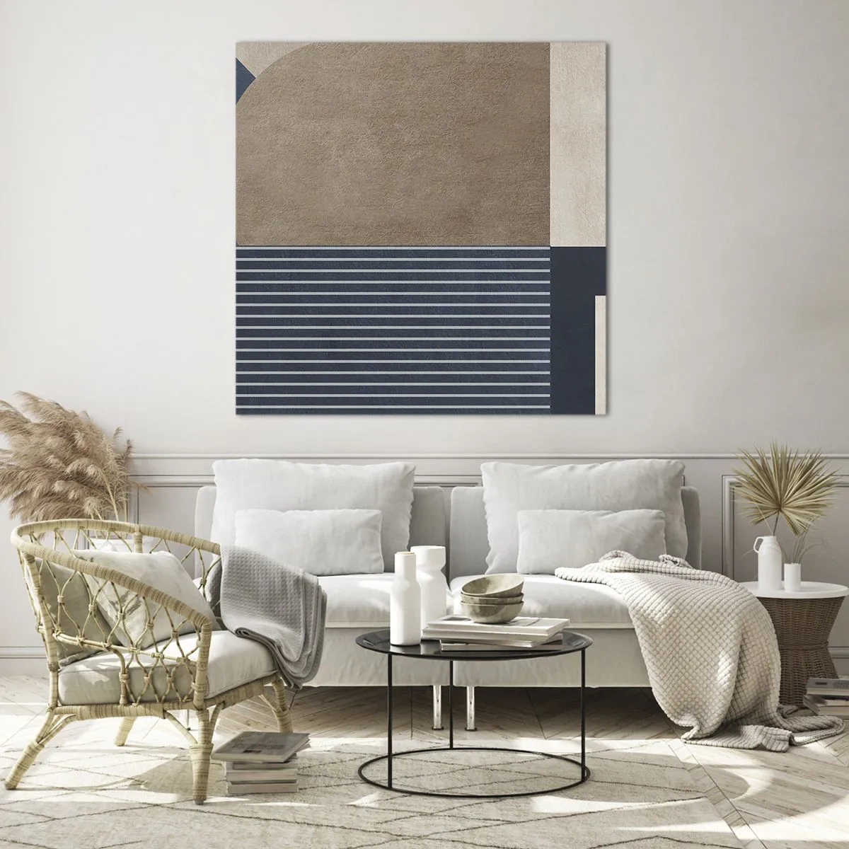 Glasbild - Bild auf glas - Komposition aus Einfachheit und Rundheit - 70x70 cm