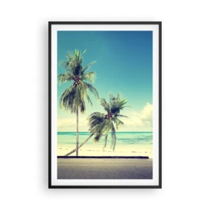 Poster in einem schwarzem Rahmen - Zeit um in die Ferien zu starten - 61x91 cm