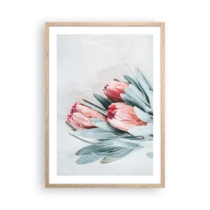 Poster in einem Rahmen aus heller Eiche - Schämen sich für ihre eigene Schönheit - 50x70 cm