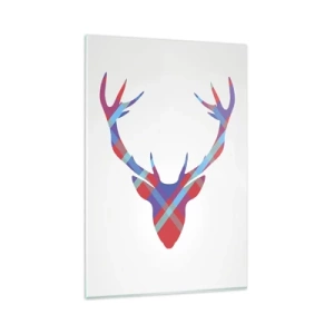 Glasbild - Bild auf glas - Geometrisches Bild eines Hirsches auf hellem Hintergrund - 80x120cm - Schottischer Hirsch - Moderne Wanddekoration für Wohnzimmer und Schlafzimmer ARTTOR