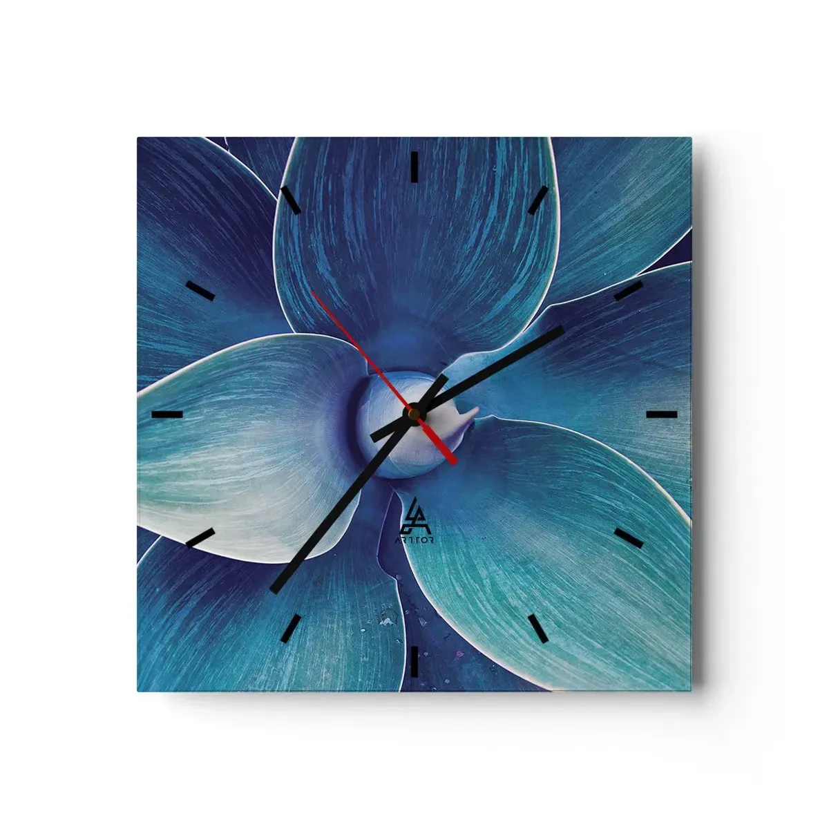 Wanduhr - Glasuhr - Nahaufnahme einer abstrakten Blume in Blautönen - 30x30cm - Bläulich vom Himmel - Moderne Wanddekoration für Wohnzimmer und Schlafzimmer ARTTOR