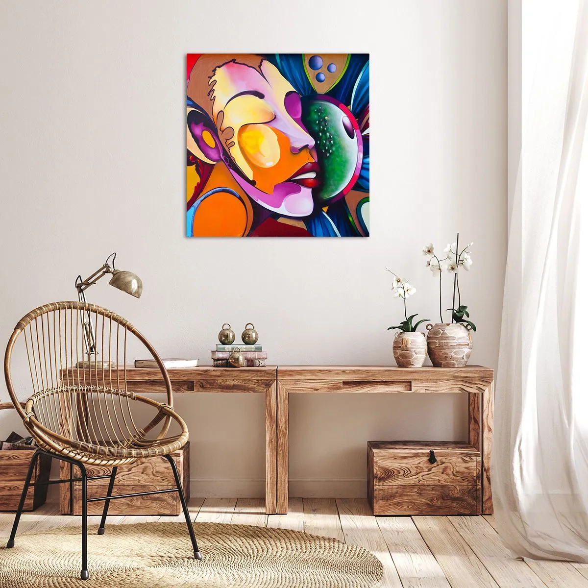 Bild auf Leinwand - Leinwandbild - Mit Farbe berühren - 40x40 cm