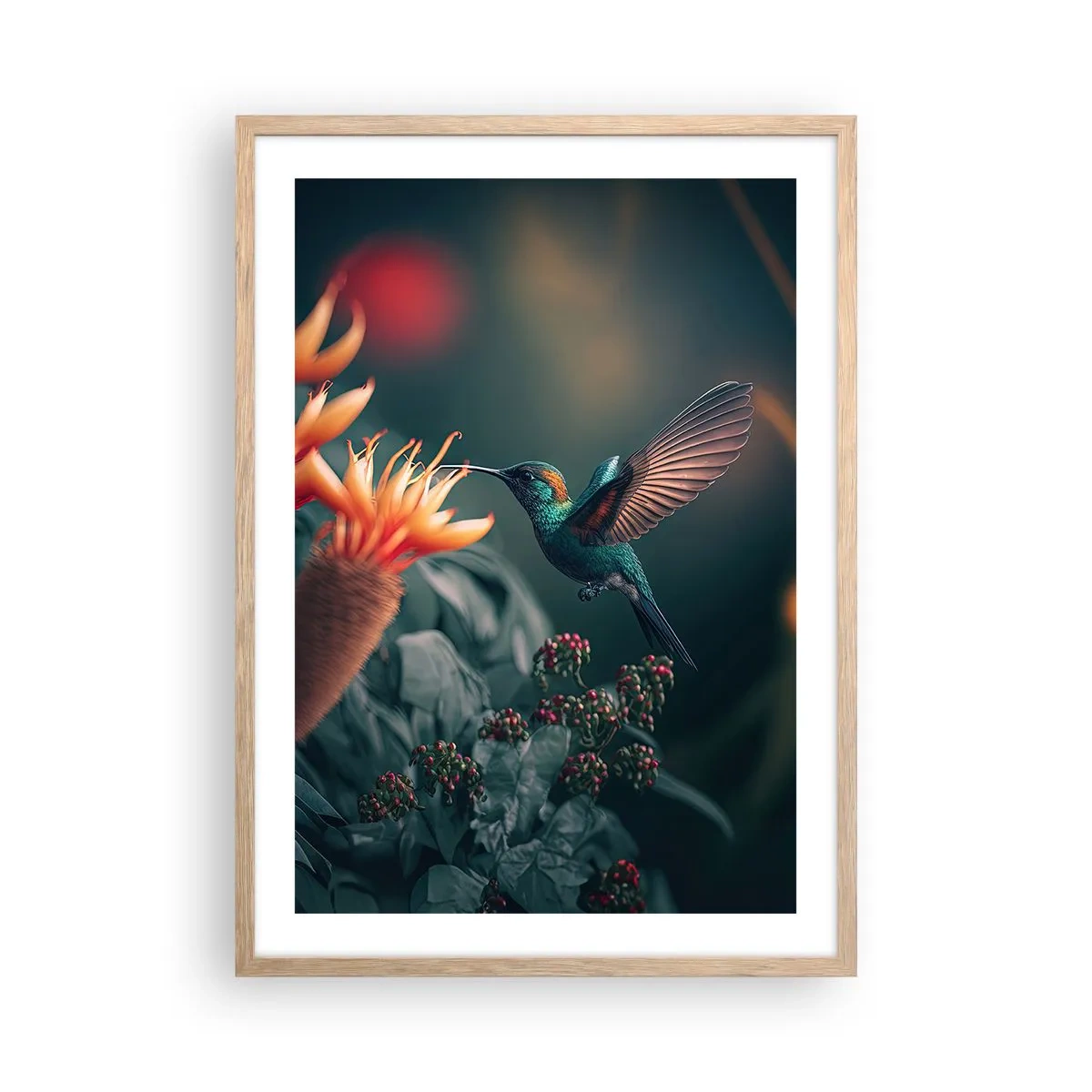 Poster in einem Rahmen aus heller Eiche - Wirklich buntes Leben - 50x70 cm