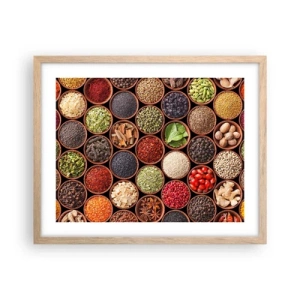 Poster in einem Rahmen aus heller Eiche - Alle Aromen der Welt - 50x40 cm