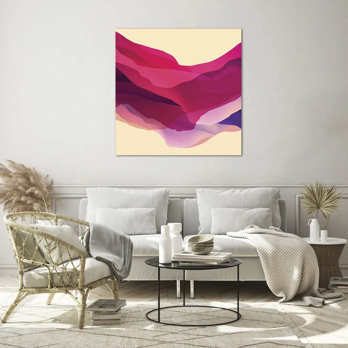 Glasbild - Bild auf glas - Lila Wellen - 70x70 cm