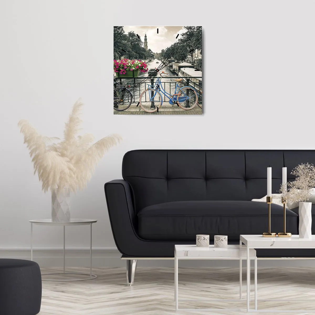 Wanduhr - Glasuhr - Die Farben der Amsterdamer Straße - 30x30 cm