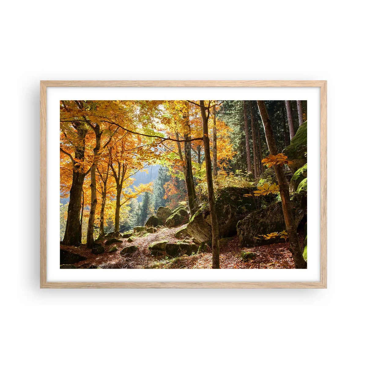 Poster in einem Rahmen aus heller Eiche - Zeit zum Entspannen - 70x50 cm