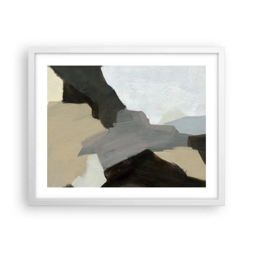 Poster in einem weißen Rahmen - Abstraktion: Scheideweg des Graus - 50x40 cm