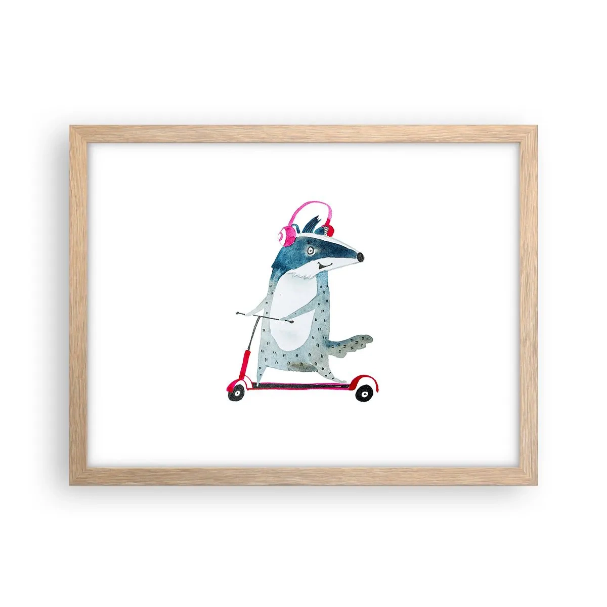 Poster in einem Rahmen aus heller Eiche - Dachsfreude - 40x30 cm