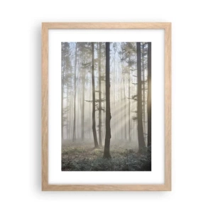 Poster in einem Rahmen aus heller Eiche - Der Nebel ist auch aufgewacht - 30x40 cm