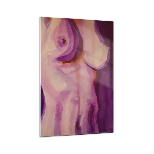 Glasbild - Bild auf glas - Eine abstrakte Interpretation der weiblichen Silhouette in Rosa- und Lilatönen. - 70x100cm - Ode an die Weiblichkeit - Moderne Wanddekoration für Wohnzimmer und Schlafzimmer ARTTOR