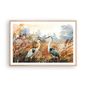 Poster in einem Rahmen aus heller Eiche - Wohin im Herbst? - 91x61 cm