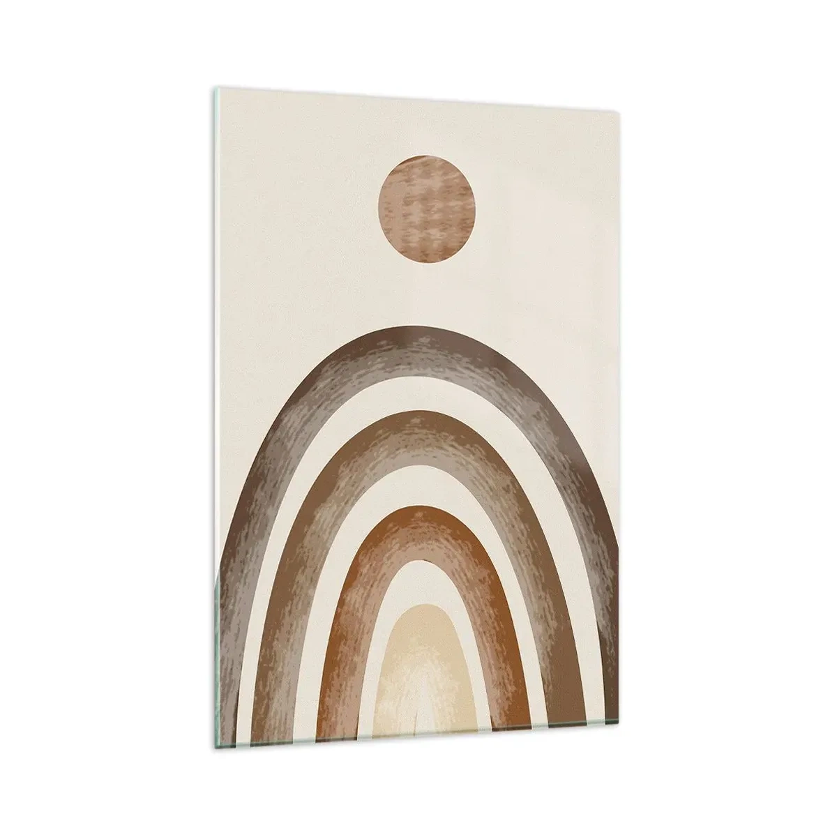 Glasbild - Bild auf glas - Geometrisches Planetenmotiv in Brauntönen - 80x120cm - In einer weit entfernten Galaxie - Moderne Wanddekoration für Wohnzimmer und Schlafzimmer ARTTOR