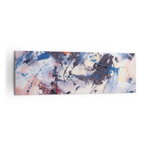 Bild auf Leinwand - Leinwandbild - Abstraktion mit dynamischen Pinselstrichen in Blau und Rot. - 160x50cm - Verrückter Tanz der Abstraktion - Moderne Wanddekoration für Wohnzimmer und Schlafzimmer ARTTOR