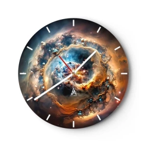 Wanduhr - Glasuhr - Ein kosmischer Wirbel in intensiven Farben - 30x30cm - Anfang - Moderne Wanddekoration für Wohnzimmer, Küche und Schlafzimmer ARTTOR