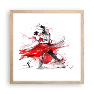 Poster in einem Rahmen aus heller Eiche - Tango – der Rhythmus der Leidenschaft - 40x40 cm