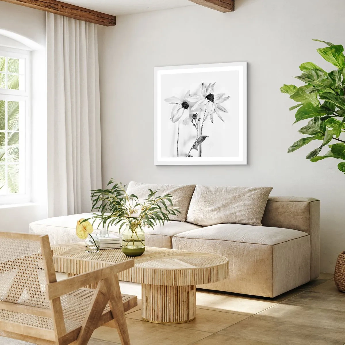 Poster in einem weißen Rahmen - Niemand will allein sein - 40x40 cm