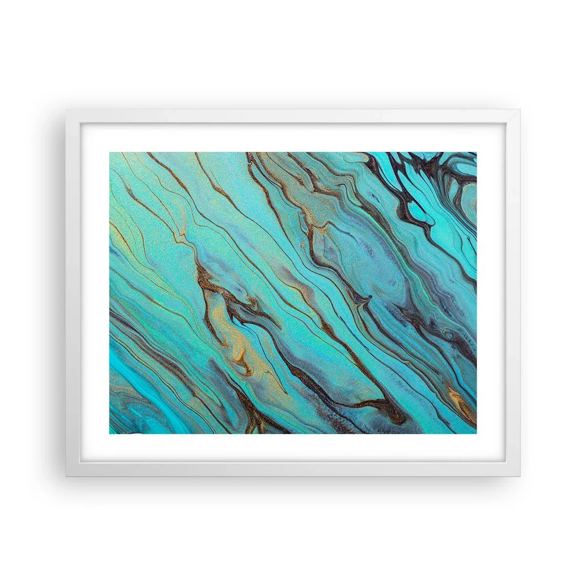 Poster in einem weißen Rahmen - Türkisfarbene Flut - 50x40 cm