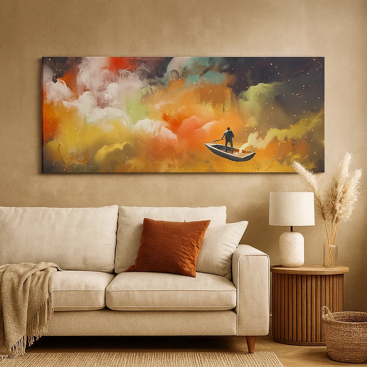 Bild auf Leinwand - Leinwandbild - Mit dem Boot durch die Galaxie - 30x30 cm