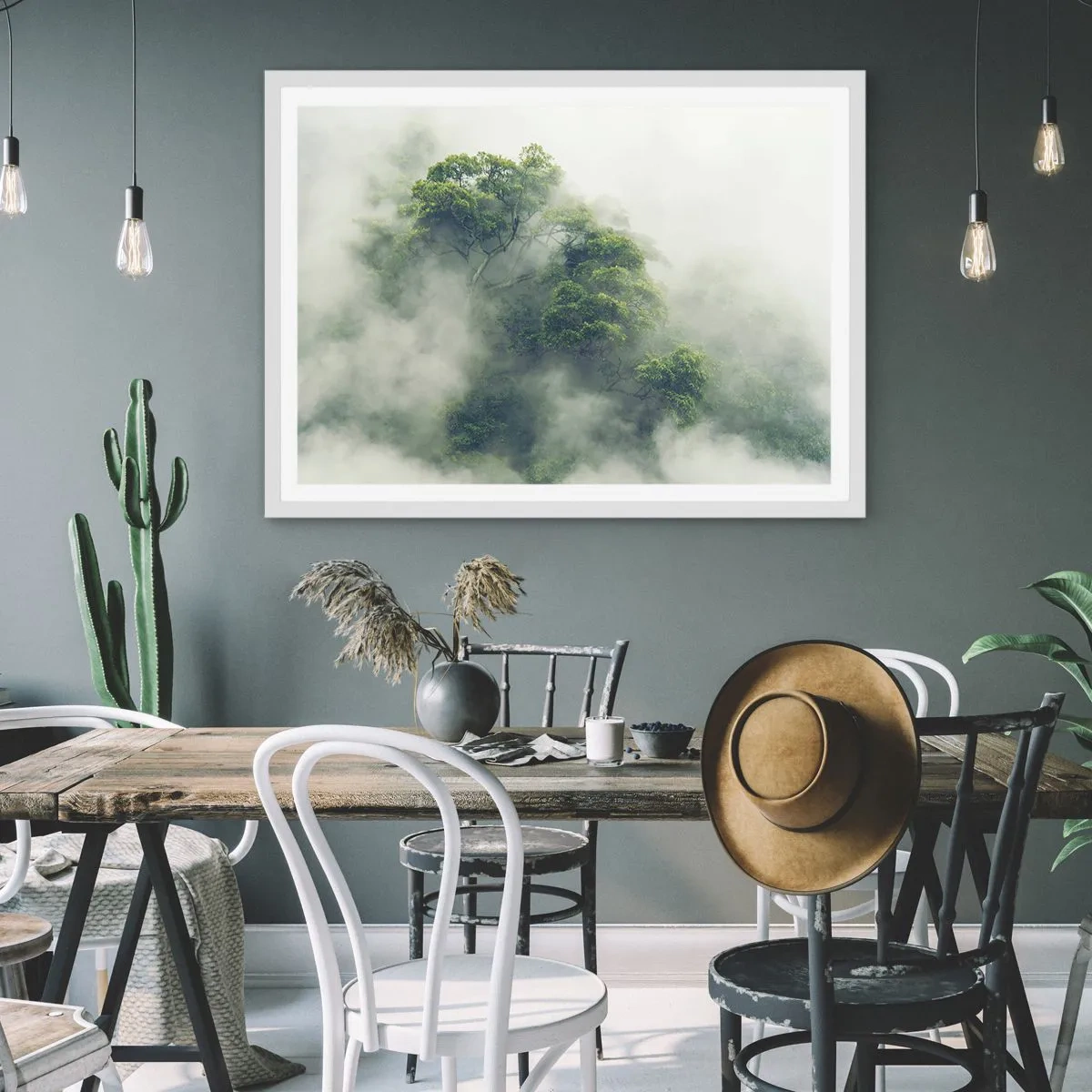 Poster in einem weißen Rahmen - In Nebel gehüllt - 91x61 cm