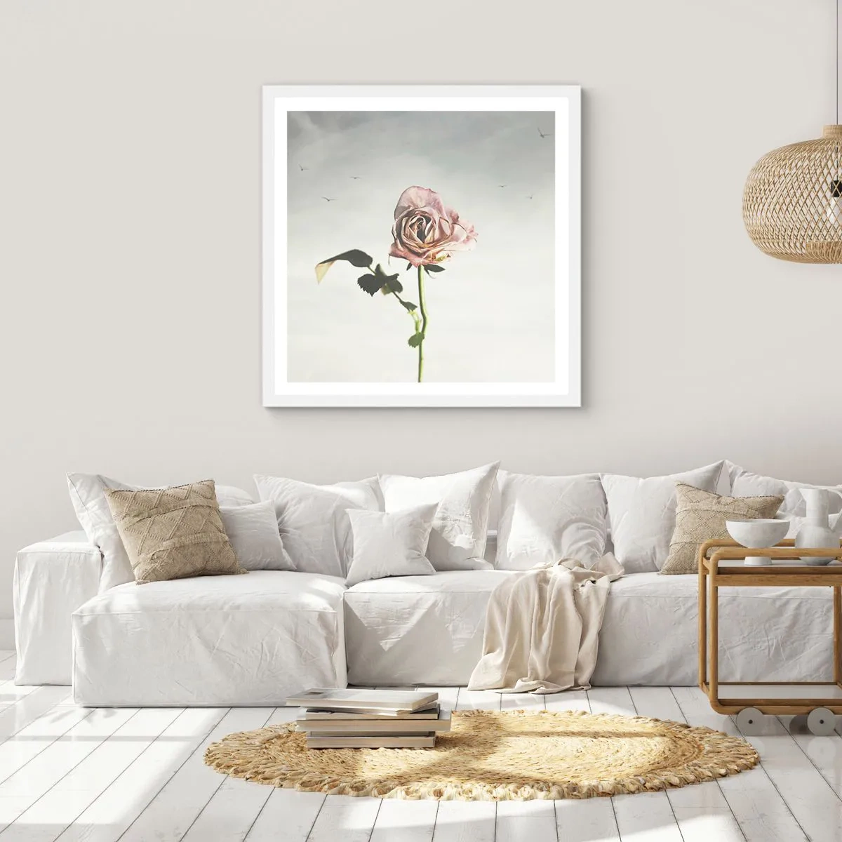 Poster in einem weißen Rahmen - Begrüßung des Frühlings - 40x40 cm