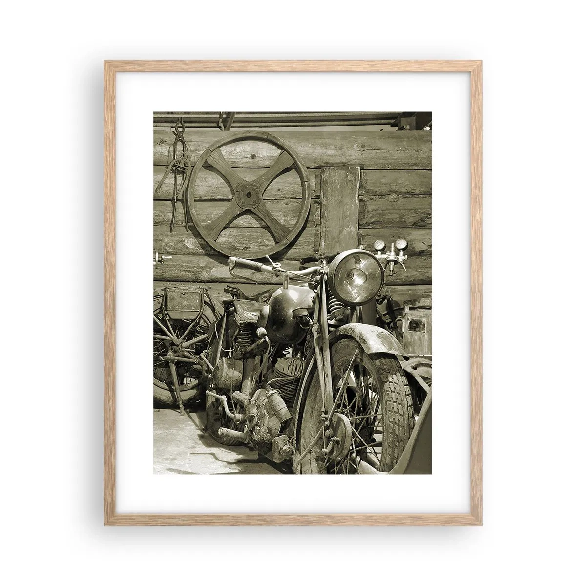 Poster in einem Rahmen aus heller Eiche - Im Schuppen von Onkel Władek - 40x50 cm