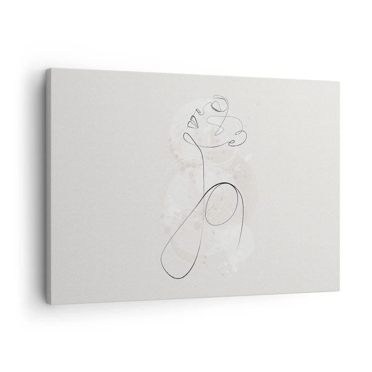 Bild auf Leinwand - Leinwandbild - Minimalistische Gesichtskontur mit einer Blume auf hellem Hintergrund - 70x50cm - Die Spirale der Schönheit - Moderne Wanddekoration für Wohnzimmer und Schlafzimmer ARTTOR