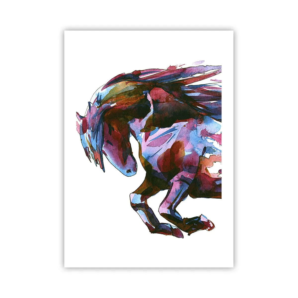 Poster - Buntes abstraktes Pferd in dynamischer Pose - 50x70cm - In Verzückung - Moderne Wanddekoration für Wohnzimmer und Schlafzimmer ARTTOR