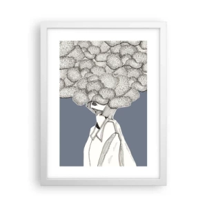 Poster in einem weißen Rahmen - Mit dem Kopf in den Wolken stecken - 30x40 cm