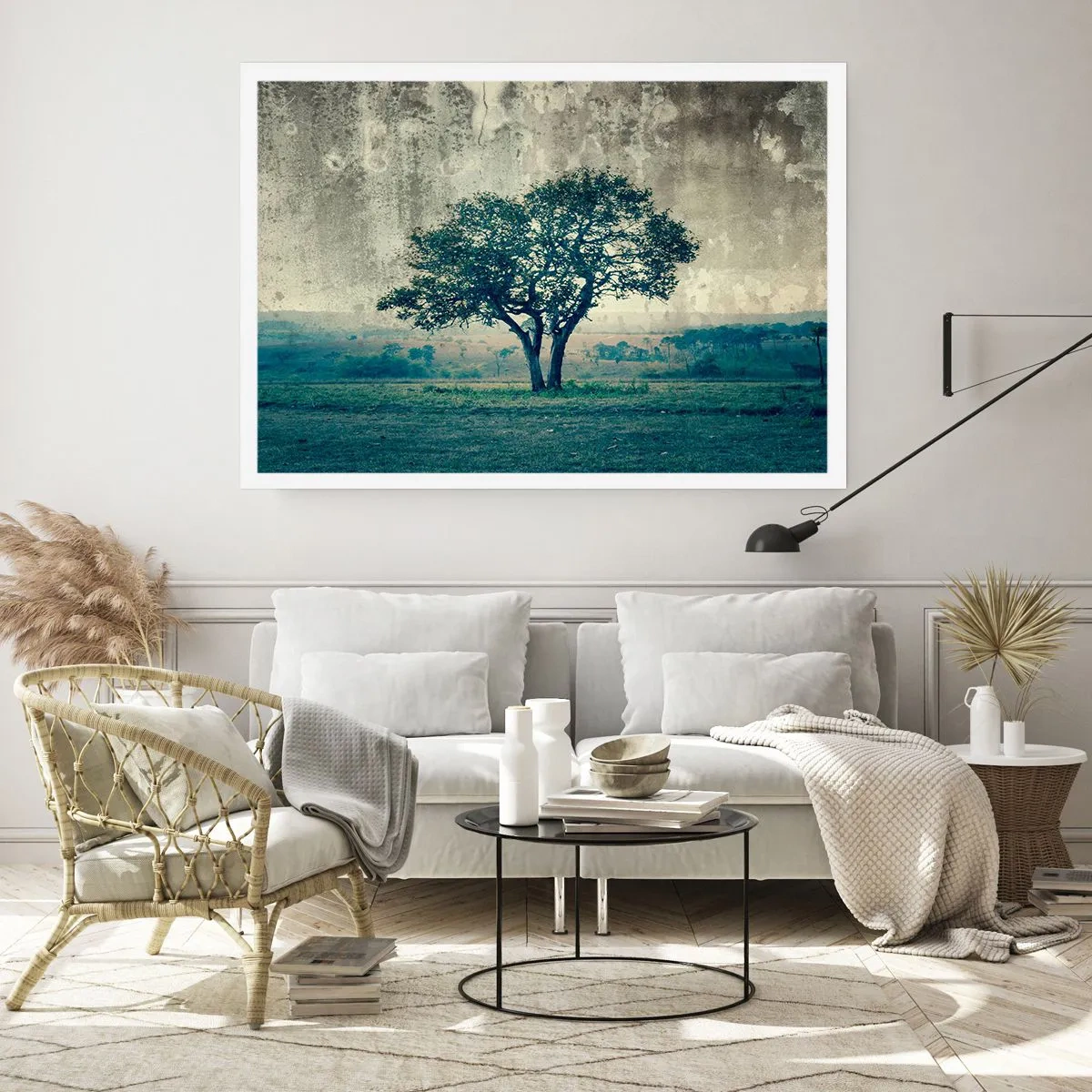 Poster - Ein Apfelbaum auf blauem Feld? - 91x61 cm