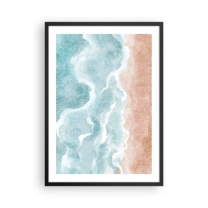 Poster in einem schwarzem Rahmen - Meereswellen treffen auf den Sandstrand - 50x70cm - Cloud-Abstraktion - Moderne Wanddekoration für Wohnzimmer und Schlafzimmer ARTTOR