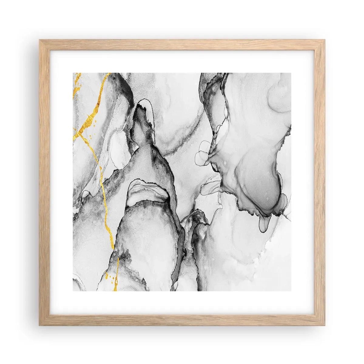 Poster in einem Rahmen aus heller Eiche - Komposition mit Goldmotiv - 40x40 cm