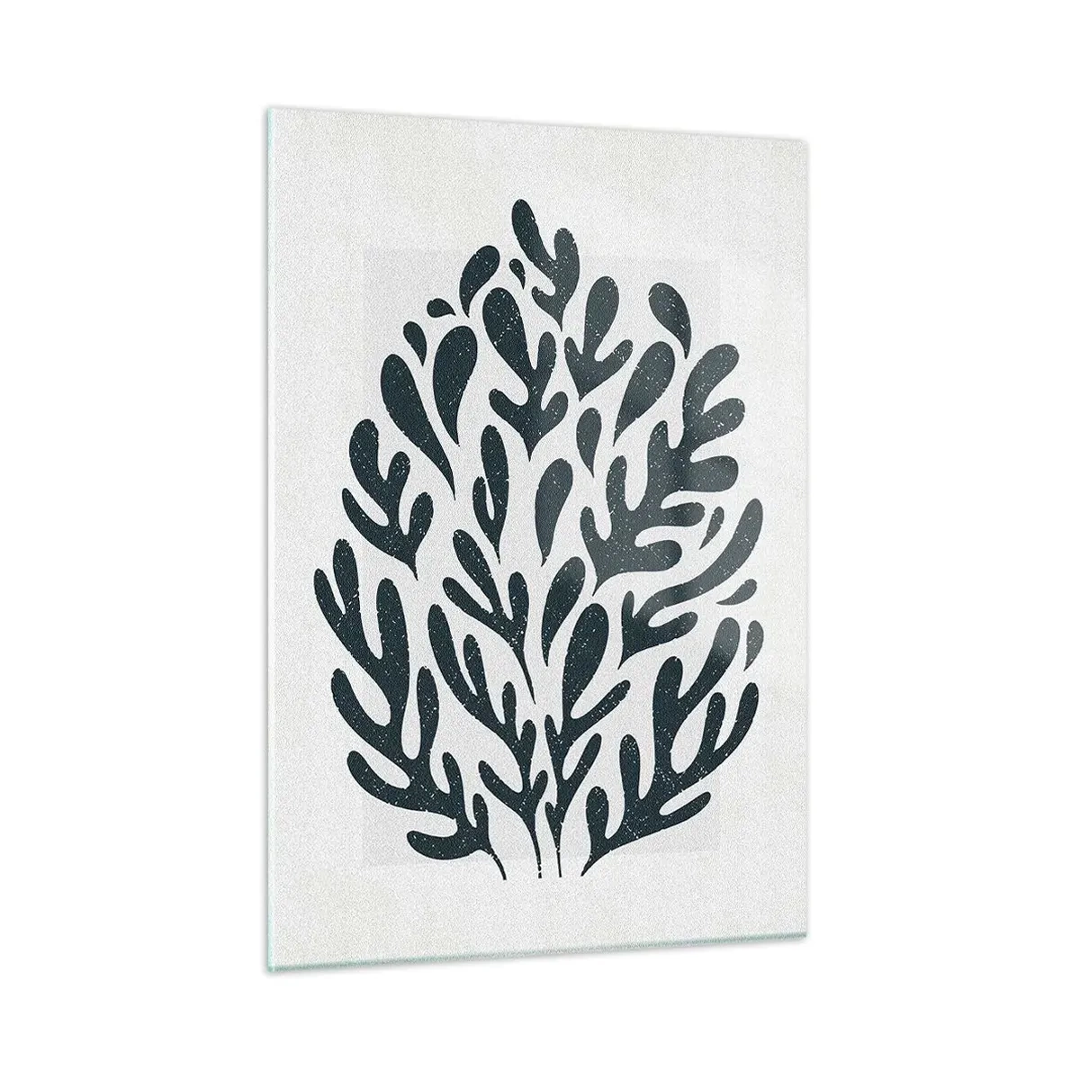 Glasbild - Bild auf glas - Schwarze organische Form auf weißem Hintergrund - 50x70cm - Formen der Natur - Moderne Wanddekoration für Wohnzimmer und Schlafzimmer ARTTOR