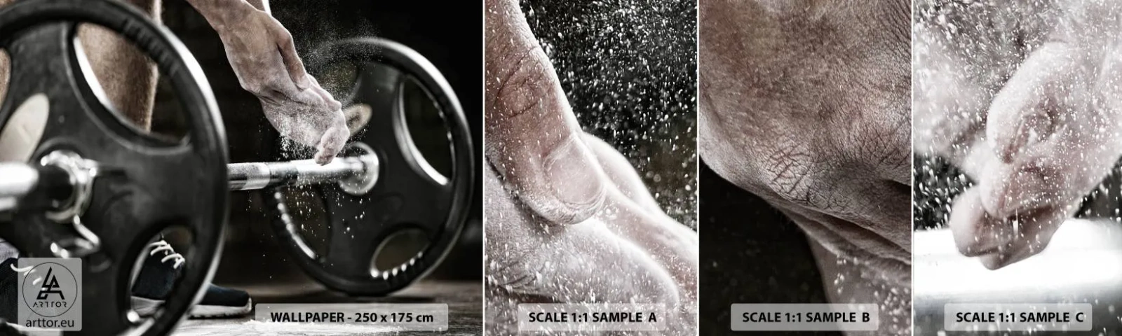 Fototapeten Muster Selbstklebend Deluxe Sticker - Herausforderung angenommen! - Sport, Fitnessstudio, Gewichtheben - 100x30 cm