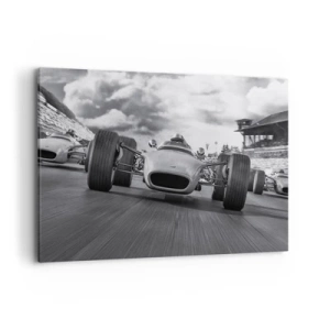 Bild auf Leinwand - Leinwandbild - Oldtimerrennen in Bewegung - 100x70cm - Power ist da! - Moderne Wanddekoration für Wohnzimmer und Schlafzimmer ARTTOR