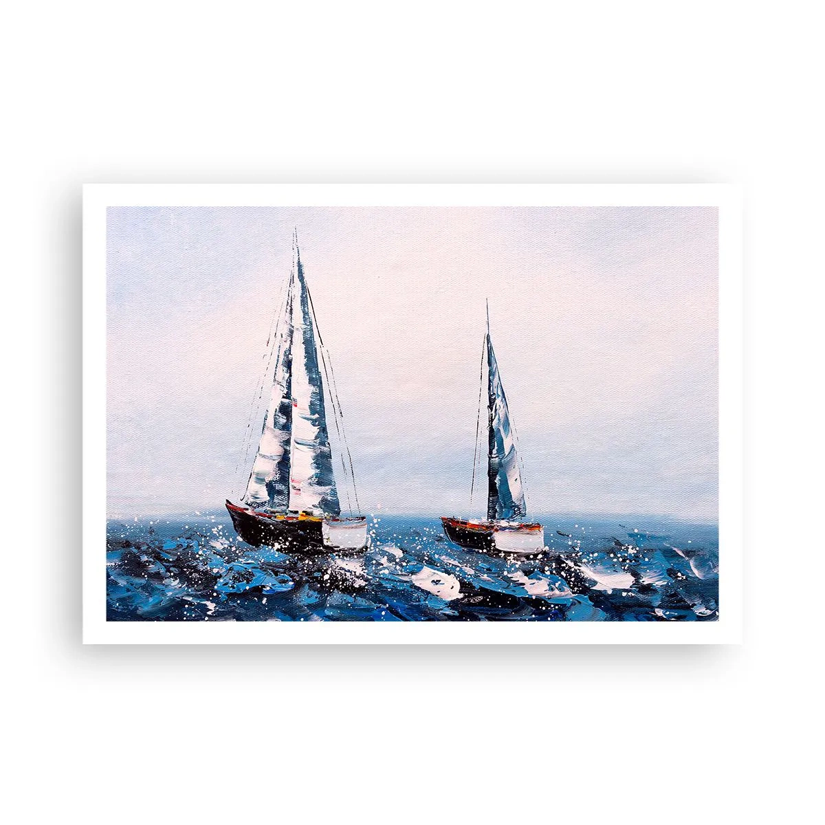 Poster - Segelboote auf stürmischer See in malerischer Komposition - 100x70cm - Bruderschaft des Windes - Moderne Wanddekoration für Wohnzimmer und Schlafzimmer ARTTOR