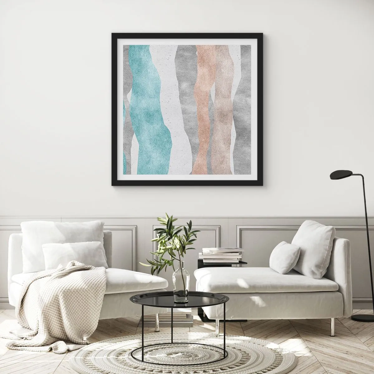 Poster in einem schwarzem Rahmen - Studie über Nähe - 50x50 cm