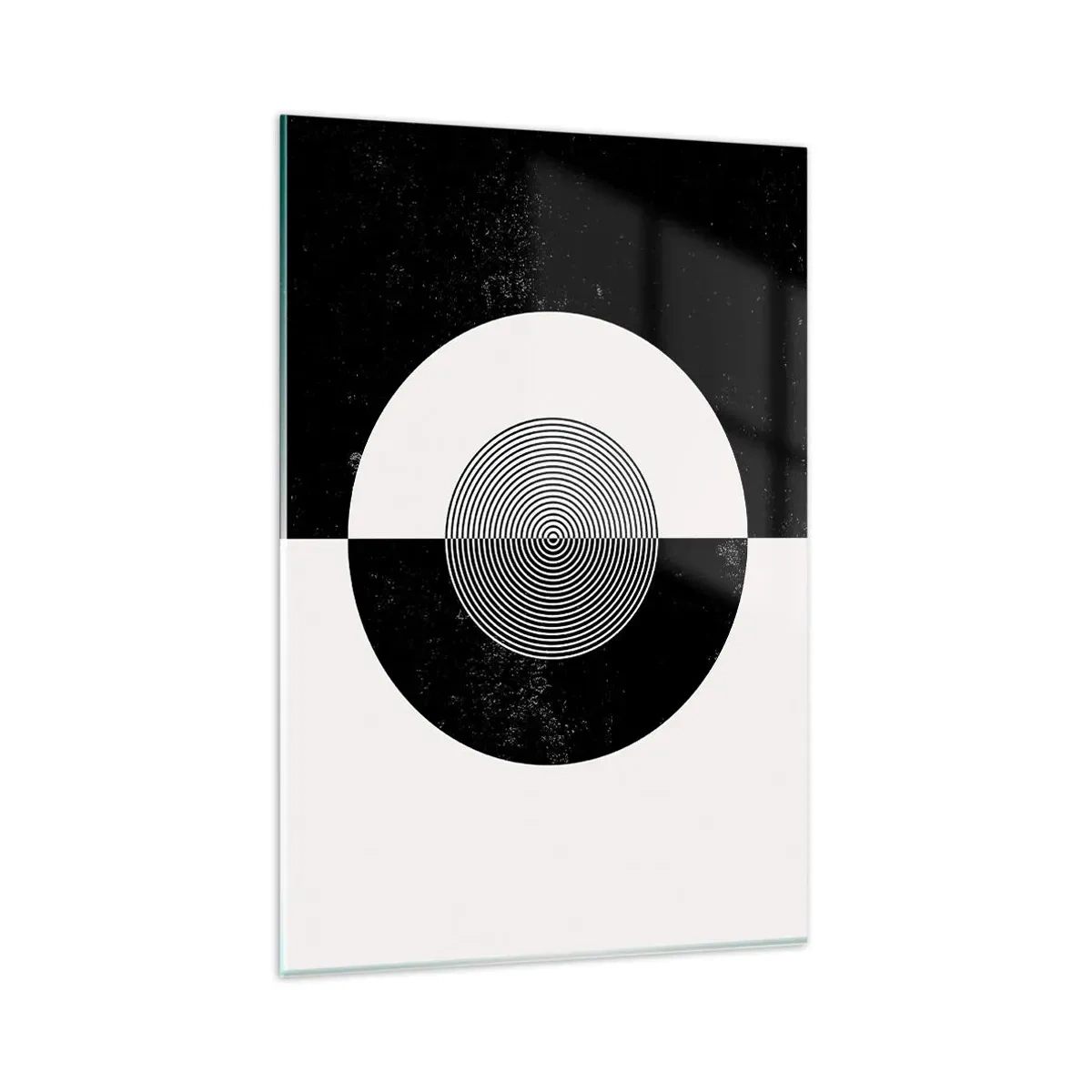Glasbild - Bild auf glas - Grafisches Muster in kontrastierendem Schwarz und Weiß - 80x120cm - Harmonie in Schwarz und Weiß - Moderne Wanddekoration für Wohnzimmer und Schlafzimmer ARTTOR