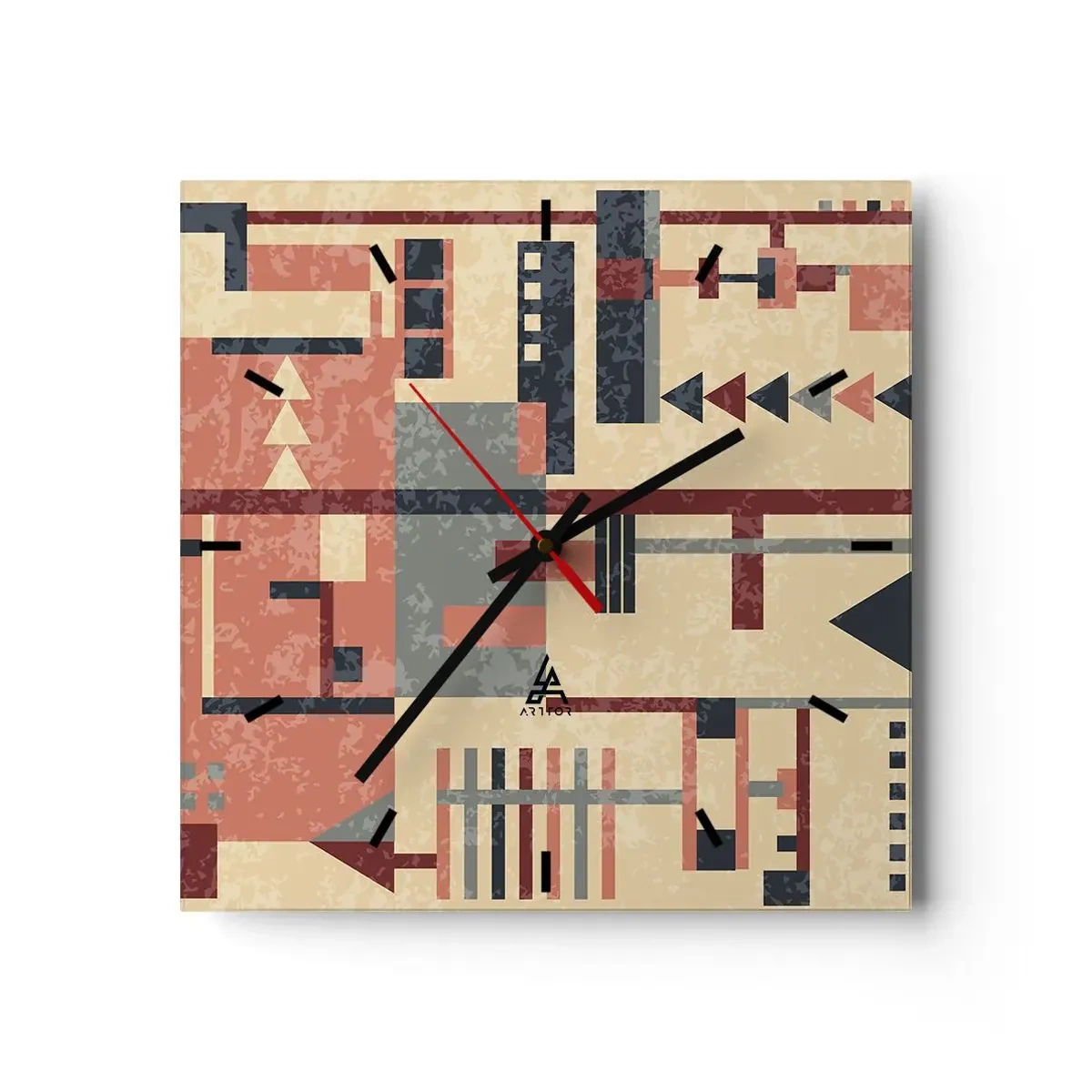 Wanduhr - Glasuhr - Eine Kombination aus Vertikalen und Ebenen - 40x40 cm