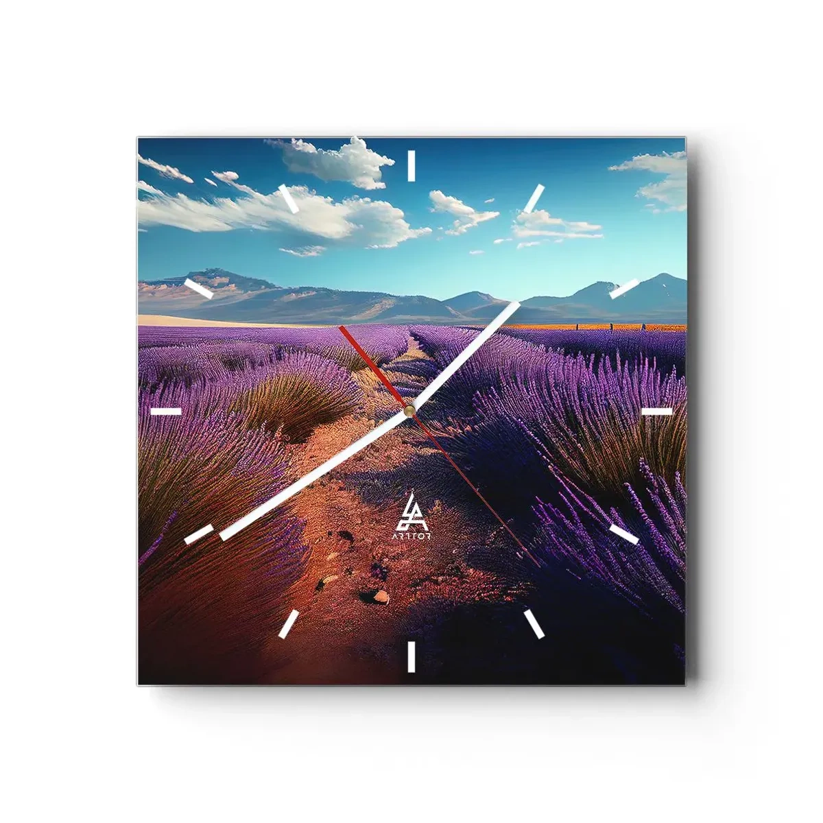 Wanduhr - Glasuhr - Duftende Felder - 40x40 cm