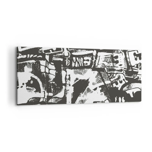 Bild auf Leinwand - Leinwandbild - Abstraktes monochromes Retro-Muster - 120x50cm - Ordnung oder Chaos? - Moderne Wanddekoration für Wohnzimmer und Schlafzimmer ARTTOR