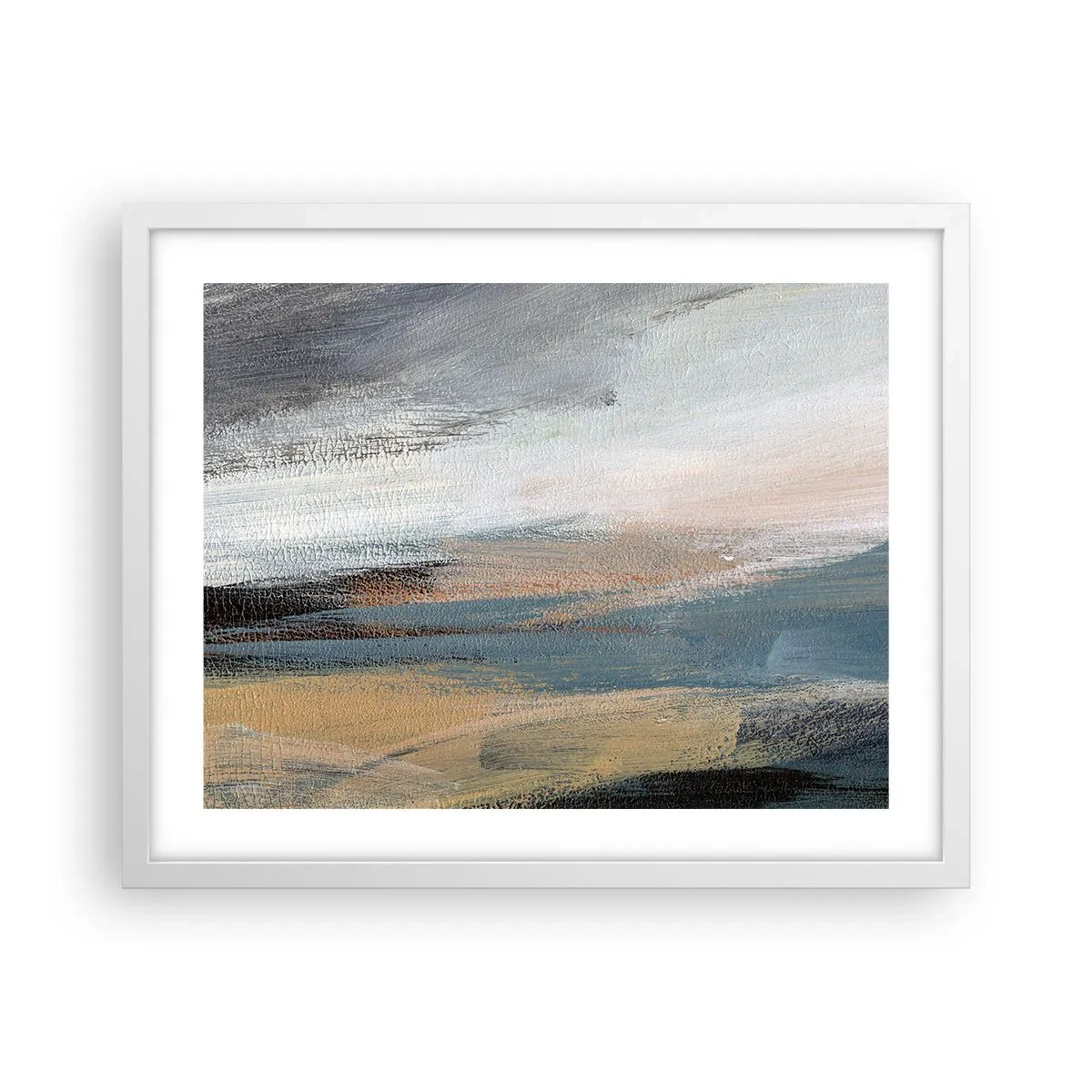 Poster in einem weißen Rahmen - Abstraktion: nördliche Landschaft - 50x40 cm