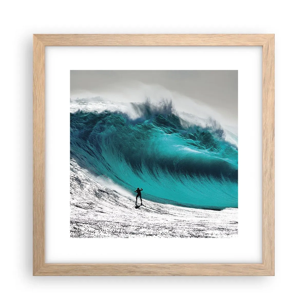 Poster in einem Rahmen aus heller Eiche - Herausforderung angenommen - 30x30 cm