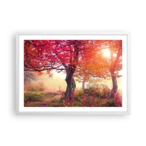 Poster in einem weißen Rahmen - Blühende Raserei - 70x50 cm