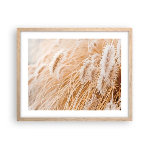 Poster in einem Rahmen aus heller Eiche - Das goldene Rauschen des Grases - 50x40 cm