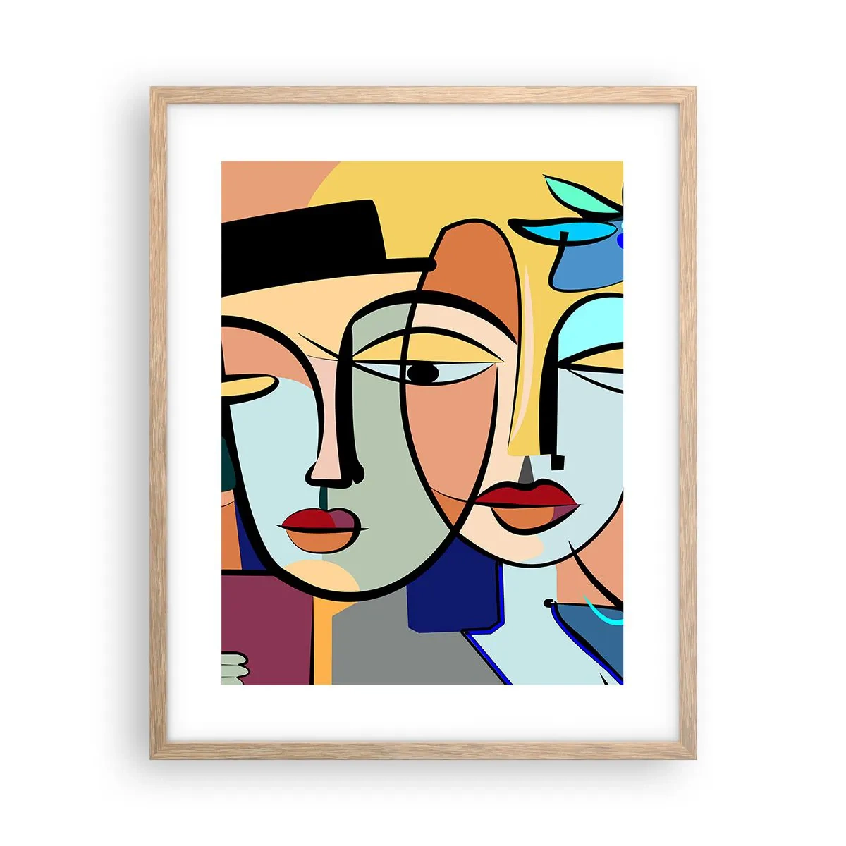 Poster in einem Rahmen aus heller Eiche - Picassos randez vous - 40x50 cm