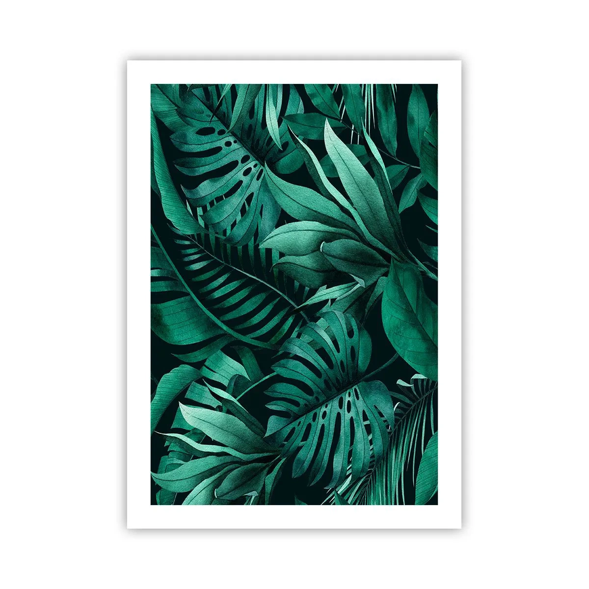 Poster - Tropische Blätter in Grüntönen - 50x70cm - Die Tiefe des tropischen Grüns - Moderne Wanddekoration für Wohnzimmer und Schlafzimmer ARTTOR