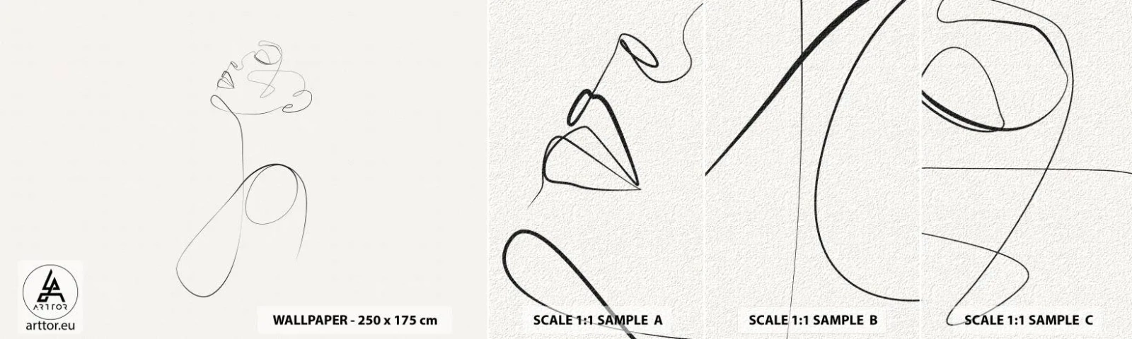 Fototapetenmuster Standard Eco - Versunken in Träumen - Frau, Grafik, Stück - 100x30 cm
